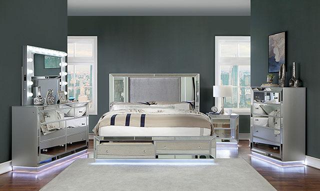 BELLADONNA Cal.King, E.King & Queen Bed, Silver - Casa Morelos / Coahuila Furniture (Oklahoma City, OK)