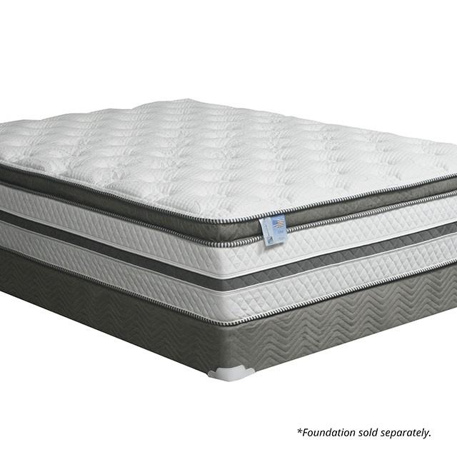 SIDDALEE White/Gray 16" Euro Pillow Top Mattress, E.King - Casa Morelos / Coahuila Furniture (Oklahoma City, OK)