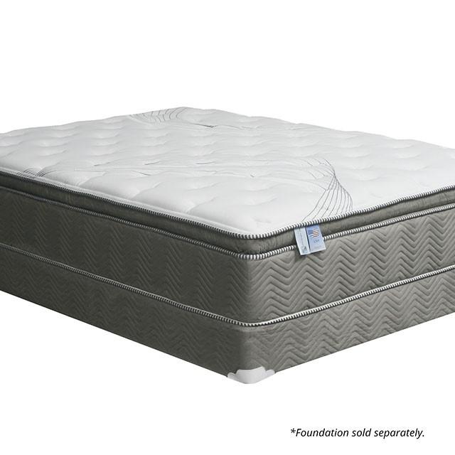 STORMIN White/Gray 13" Euro Pillow Top Mattress, Cal.King - Casa Morelos / Coahuila Furniture (Oklahoma City, OK)
