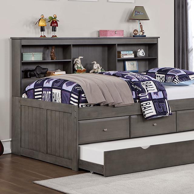 TIBALT Twin DayBed w/ Trundle, Dark Gray - Casa Morelos / Coahuila Furniture (Oklahoma City, OK)