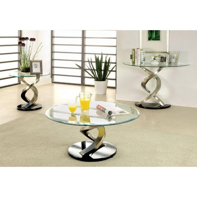 NOVA Satin Plated/Black Sofa Table - Casa Morelos / Coahuila Furniture (Oklahoma City, OK)