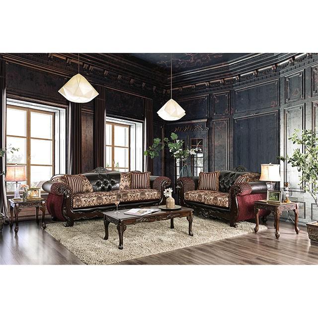 Quirino Burgundy/Dark Brown Sofa - Casa Morelos / Coahuila Furniture (Oklahoma City, OK)