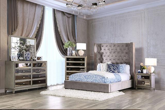 ROSABELLE E.King & Queen Bed, Black, Gray, & Ivory, - Casa Morelos / Coahuila Furniture (Oklahoma City, OK)