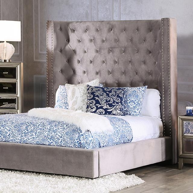 ROSABELLE E.King & Queen Bed, Black, Gray, & Ivory, - Casa Morelos / Coahuila Furniture (Oklahoma City, OK)