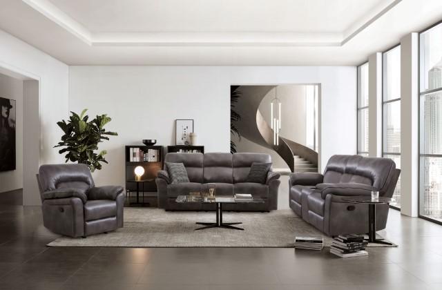 JOSIAS Sofa, Dark Gray Leatherette - Casa Morelos / Coahuila Furniture (Oklahoma City, OK)