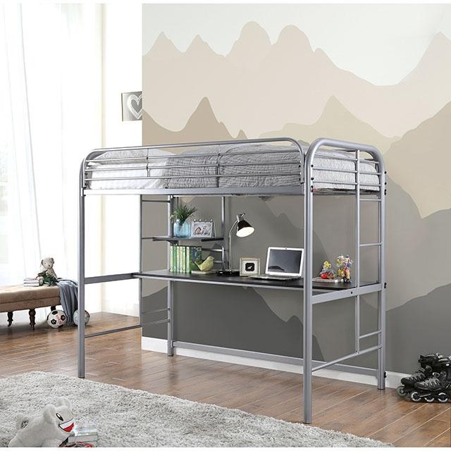 Opal Iii Black & Silver Twin Loft Bed - Casa Morelos / Coahuila Furniture (Oklahoma City, OK)