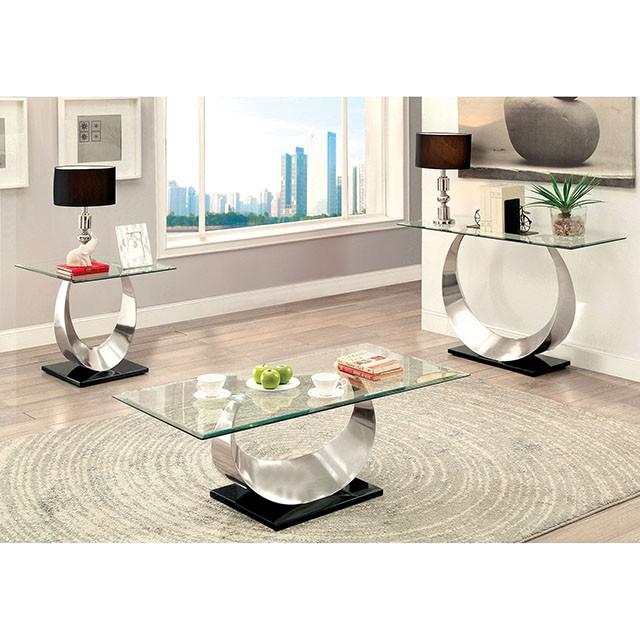 ORLA II Satin Plated/Black Sofa Table - Casa Morelos / Coahuila Furniture (Oklahoma City, OK)