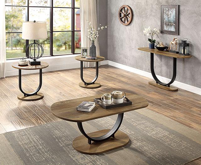 OLBIA Sofa Table, Rustic Oak/Sand Black - Casa Morelos / Coahuila Furniture (Oklahoma City, OK)