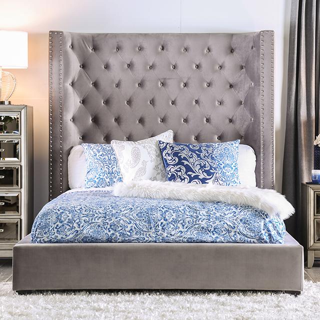 ROSABELLE E.King & Queen Bed, Black, Gray, & Ivory, - Casa Morelos / Coahuila Furniture (Oklahoma City, OK)