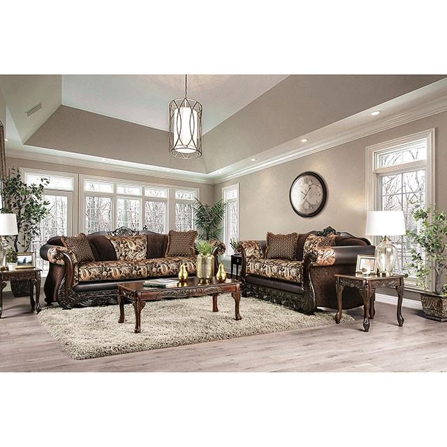 Newdale Brown/Gold Sofa - Casa Morelos / Coahuila Furniture (Oklahoma City, OK)