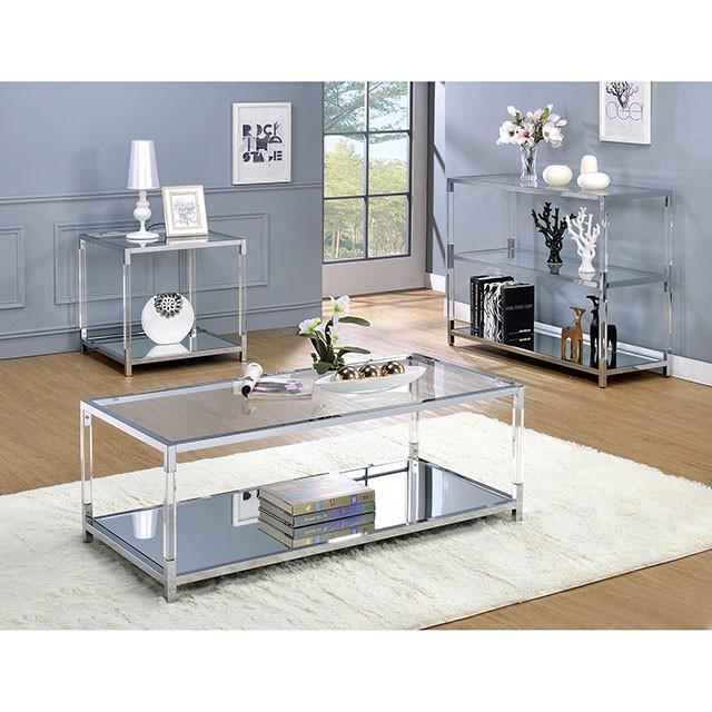 Ludvig Chrome/Clear Sofa Table - Casa Morelos / Coahuila Furniture (Oklahoma City, OK)