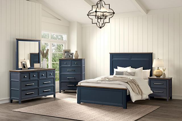 Pinetop Twin & Full Bed White & Blue - Casa Morelos / Coahuila Furniture (Oklahoma City, OK)