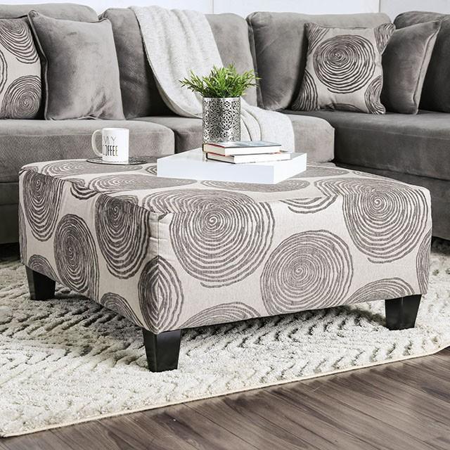 Bonaventura Gray/Pattern Ottoman - Casa Morelos / Coahuila Furniture (Oklahoma City, OK)