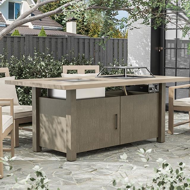 Bordeaux Dining Table w/ Fire Pit & Cooler - Casa Morelos / Coahuila Furniture (Oklahoma City, OK)