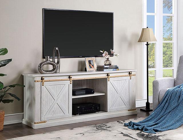 BORREGO TV Stand, Antique White - Casa Morelos / Coahuila Furniture (Oklahoma City, OK)