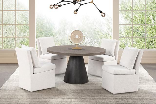 Broager 5 Pc Dining Table Set (Light Gray Swivel Chairs) - Casa Morelos / Coahuila Furniture (Oklahoma City, OK)