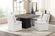 Broager 5 Pc Dining Table Set (White Caster Chairs) Walnut - Casa Morelos / Coahuila Furniture (Oklahoma City, OK)
