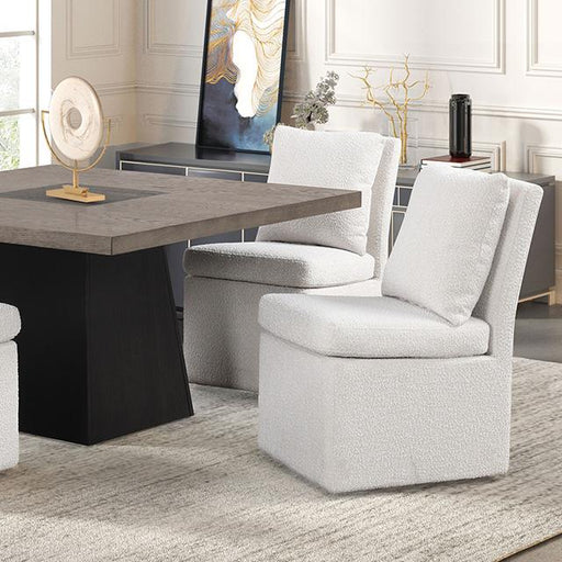 Broager 5 Pc Dining Table Set (White Caster Chairs) Walnut - Casa Morelos / Coahuila Furniture (Oklahoma City, OK)