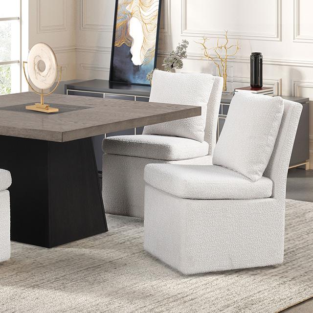 Broager 5 Pc Dining Table Set (White Caster Chairs) Walnut - Casa Morelos / Coahuila Furniture (Oklahoma City, OK)
