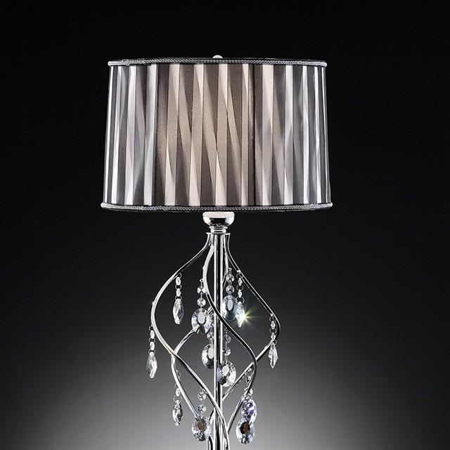 Arya Black/Chrome Table Lamp, Hanging Crystal - Casa Morelos / Coahuila Furniture (Oklahoma City, OK)