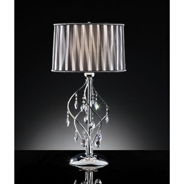 Arya Black/Chrome Table Lamp, Hanging Crystal - Casa Morelos / Coahuila Furniture (Oklahoma City, OK)