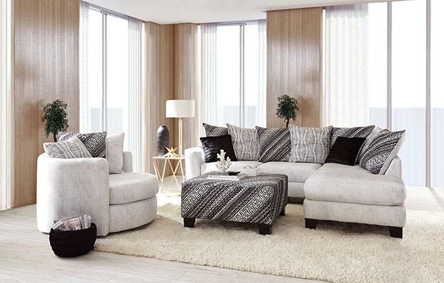 EIMEAR Ottoman, Off-white/Black - Casa Morelos / Coahuila Furniture (Oklahoma City, OK)