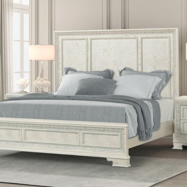 Stella Mia E.King & Queen Bed White & White - Casa Morelos / Coahuila Furniture (Oklahoma City, OK)