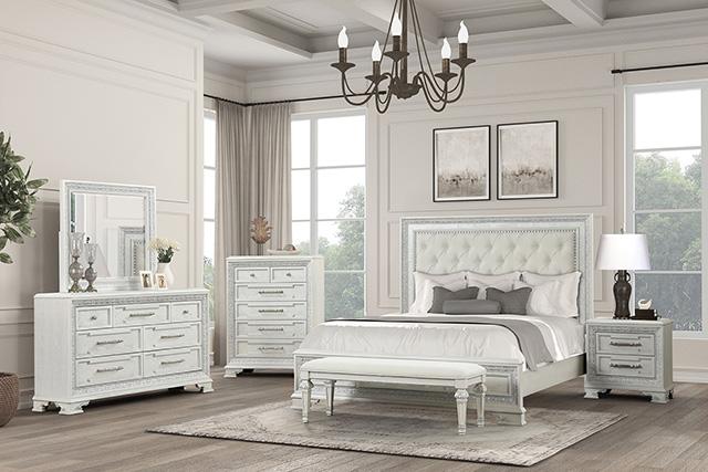 Stella Mia E.King & Queen Bed White & White - Casa Morelos / Coahuila Furniture (Oklahoma City, OK)