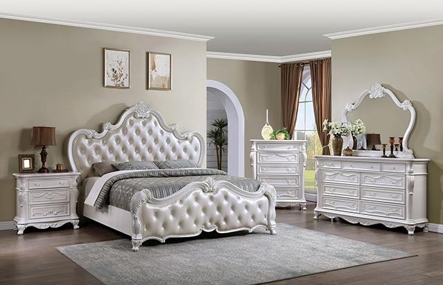 Ventresca E.King & Queen Bed White & Chrome - Casa Morelos / Coahuila Furniture (Oklahoma City, OK)