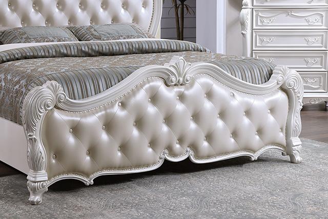 Ventresca E.King & Queen Bed White & Chrome - Casa Morelos / Coahuila Furniture (Oklahoma City, OK)