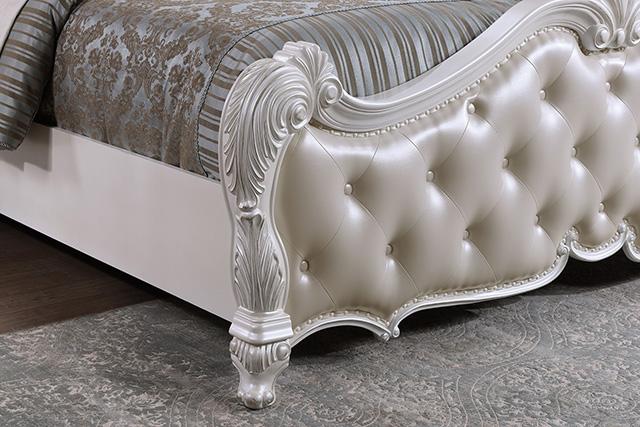 Ventresca E.King & Queen Bed White & Chrome - Casa Morelos / Coahuila Furniture (Oklahoma City, OK)
