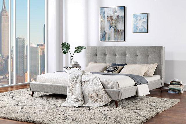 LEOMIN Cal.King, E.King, Full, & Queen Bed, Gray - Casa Morelos / Coahuila Furniture (Oklahoma City, OK)