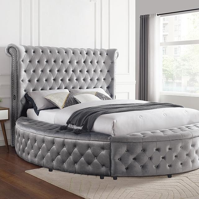 SANSOM E.King & Queen Bed, Black, Blue, & Grey - Casa Morelos / Coahuila Furniture (Oklahoma City, OK)