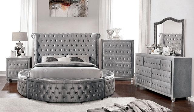 SANSOM E.King & Queen Bed, Black, Blue, & Grey - Casa Morelos / Coahuila Furniture (Oklahoma City, OK)