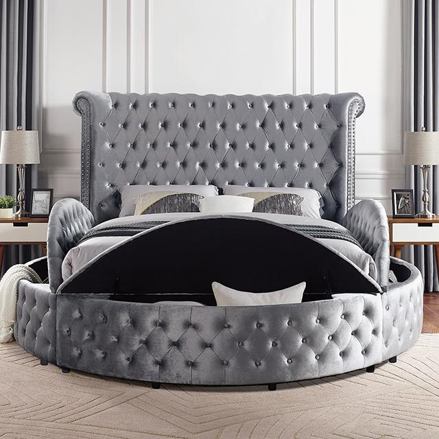 SANSOM E.King & Queen Bed, Black, Blue, & Grey - Casa Morelos / Coahuila Furniture (Oklahoma City, OK)