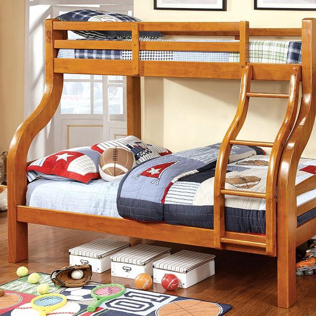 SOLPINE Gray & Oak Twin/Full Bunk Bed - Casa Morelos / Coahuila Furniture (Oklahoma City, OK)