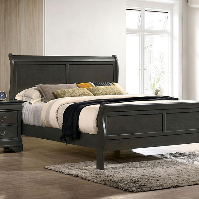 Louis Philippe E.King Bed Black, Cherry, & Gray - Casa Morelos / Coahuila Furniture (Oklahoma City, OK)