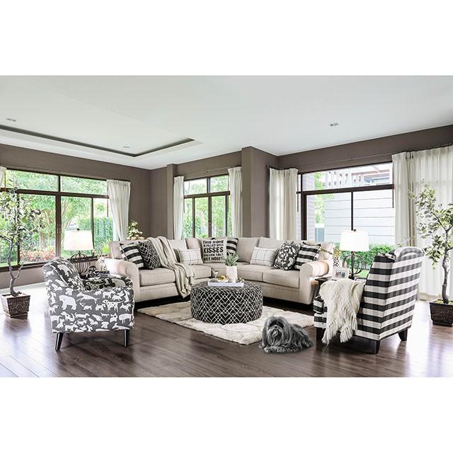Patricia Ivory/Black Animal Pattern Chair - Casa Morelos / Coahuila Furniture (Oklahoma City, OK)