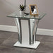 Staten Glossy White/Chrome End Table - Casa Morelos / Coahuila Furniture (Oklahoma City, OK)