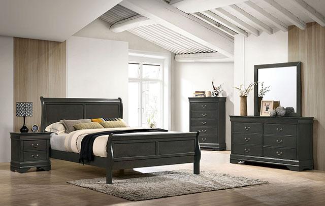 Louis Philippe E.King Bed Black, Cherry, & Gray - Casa Morelos / Coahuila Furniture (Oklahoma City, OK)