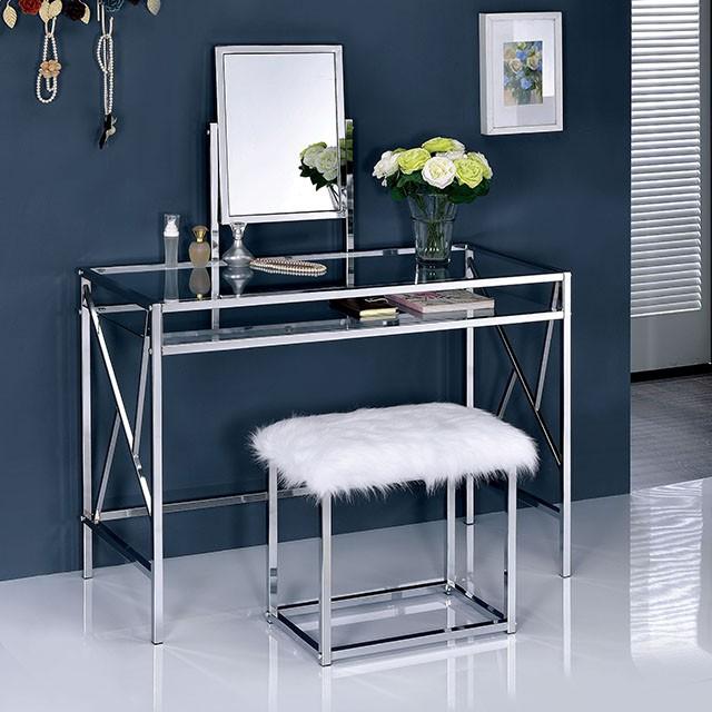 LISMORE Chrome Vanity w/ Stool - Casa Morelos / Coahuila Furniture (Oklahoma City, OK)