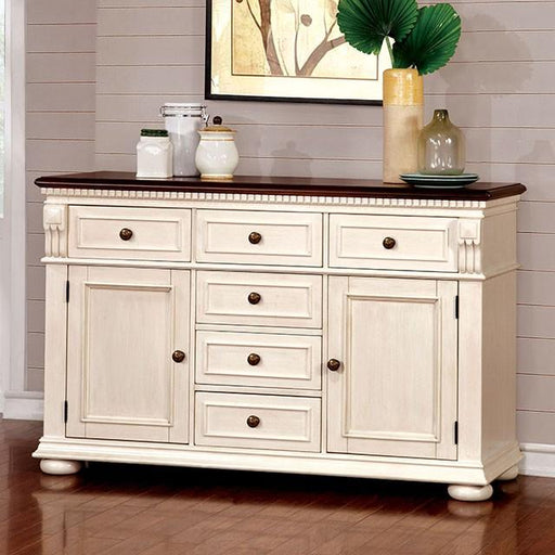 SABRINA Off White/Cherry Server, Cherry & White - Casa Morelos / Coahuila Furniture (Oklahoma City, OK)