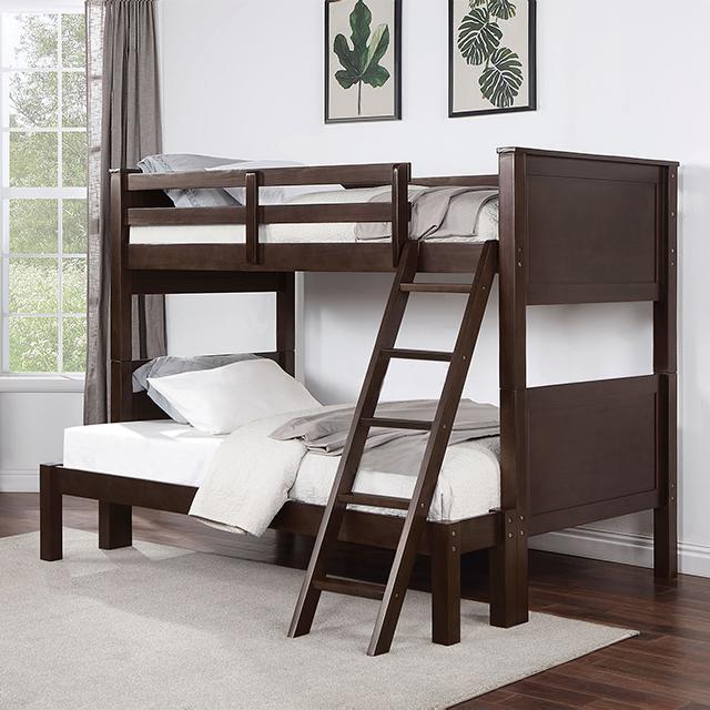 STAMOS Full/Full, Twin/Full, & Twin/twin Bunk Bed, Walnut - Casa Morelos / Coahuila Furniture (Oklahoma City, OK)
