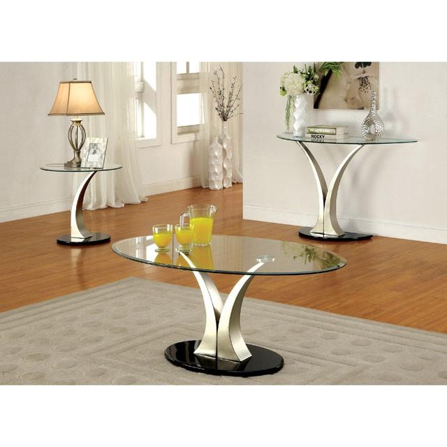 VALO Satin Plated/Black Sofa Table - Casa Morelos / Coahuila Furniture (Oklahoma City, OK)