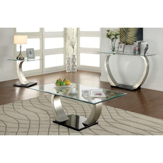 ROXO Satin Plated/Black End Table - Casa Morelos / Coahuila Furniture (Oklahoma City, OK)