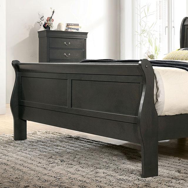 Louis Philippe E.King Bed Black, Cherry, & Gray - Casa Morelos / Coahuila Furniture (Oklahoma City, OK)