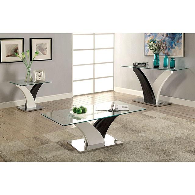 SLOANE White/Dark Gray/Chrome End Table - Casa Morelos / Coahuila Furniture (Oklahoma City, OK)