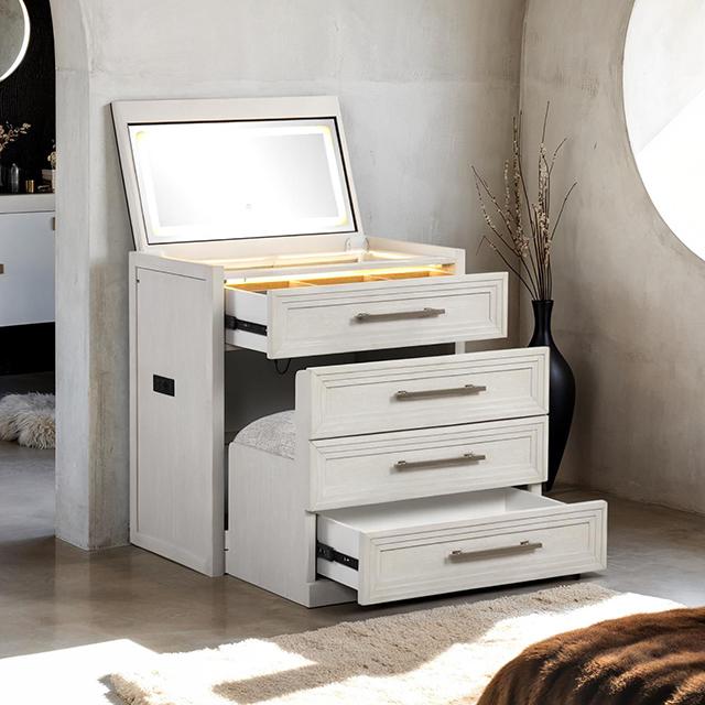 Ashbourne Bedside Vanity Set with Stool Contemporary - Casa Morelos / Coahuila Furniture (Oklahoma City, OK)