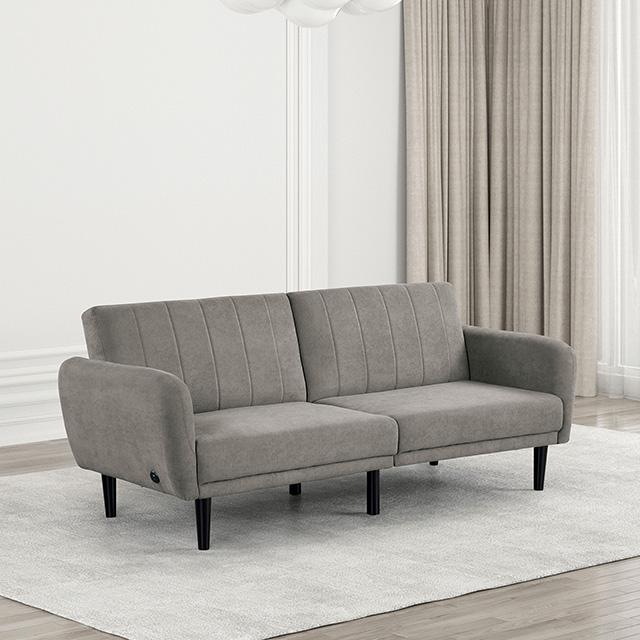 Aristide Futon Sofa Grey & Brown - Casa Morelos / Coahuila Furniture (Oklahoma City, OK)