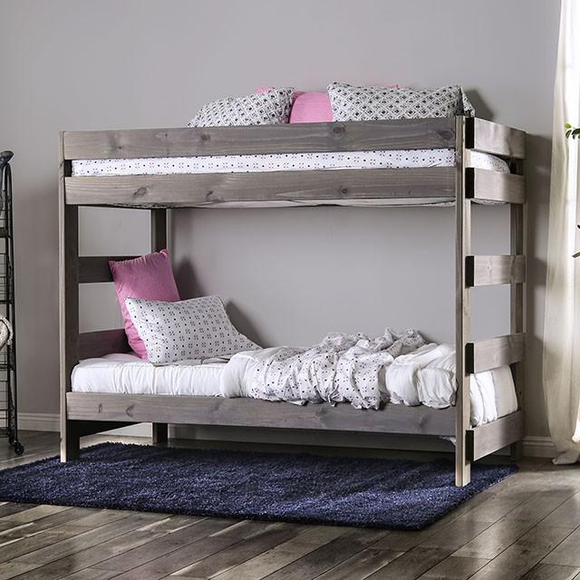 Arlette Twin/Twin Bunk Bed Brown, Black, Gray, & White - Casa Morelos / Coahuila Furniture (Oklahoma City, OK)